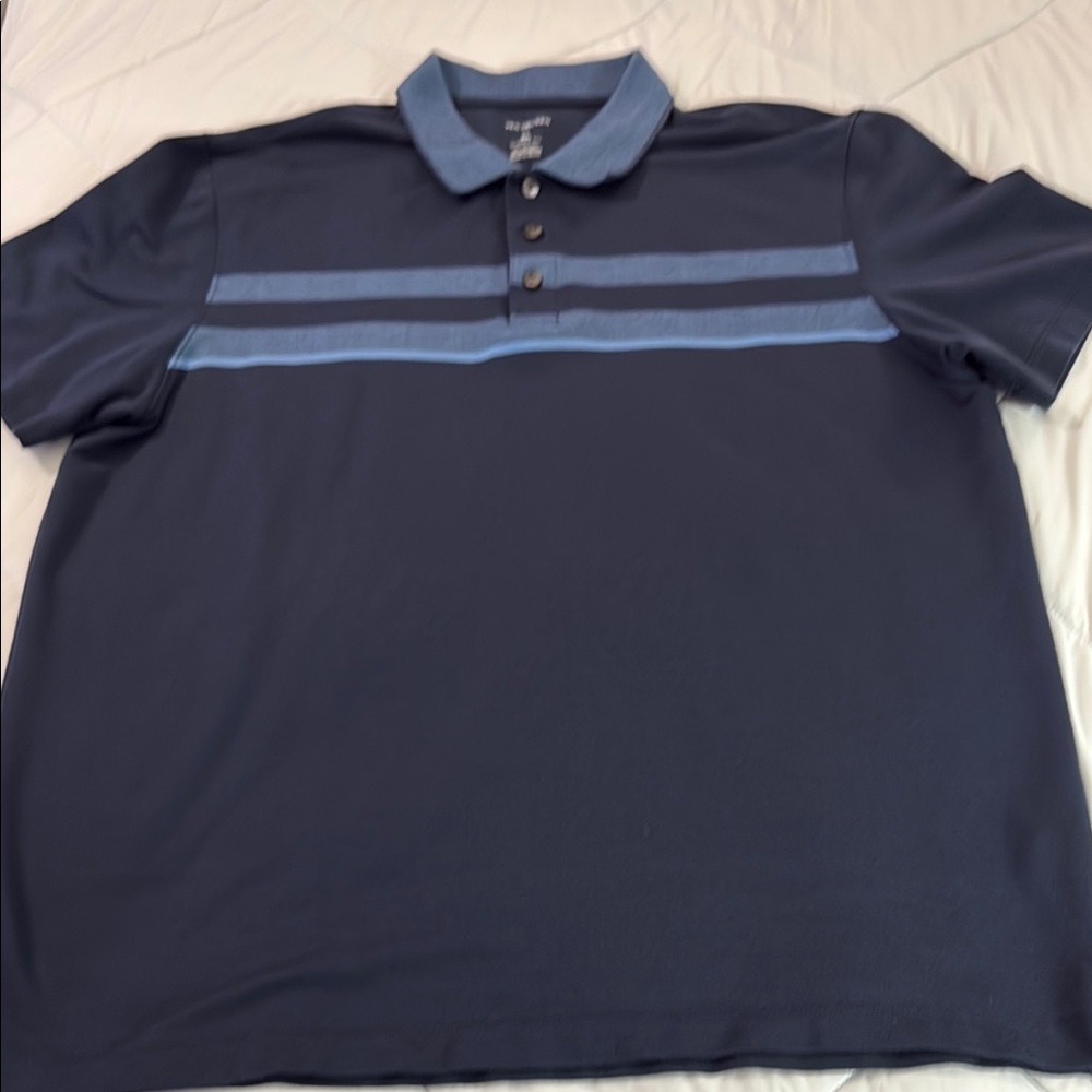 Van Heusen Men's Dark Blue Polo with Light Blue Stripes
